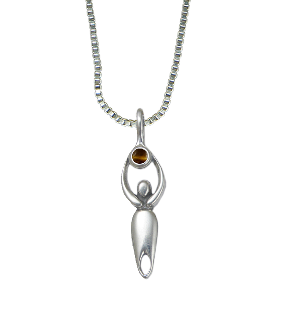 Sterling Silver Essential Goddess Pendant With Tiger Eye